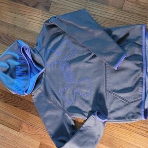 Good pre-owned condition youth large purple outlined Under Armour hoodie